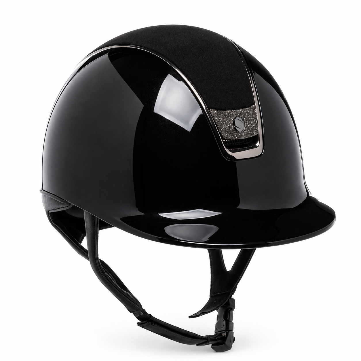 SAMSHIELD Kask jeździecki Shadowglossy 2.0 Alcantara Black Top Crystal Fabric Black Chrome